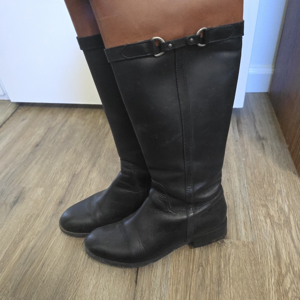 Clarks Black & Tan Leather Knee-High Boots